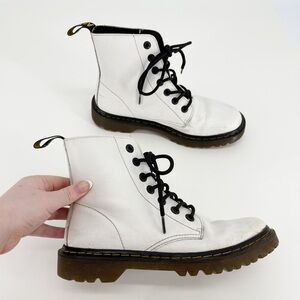 Dr. Martens Luana White Leather Lace-Up Combat Boots